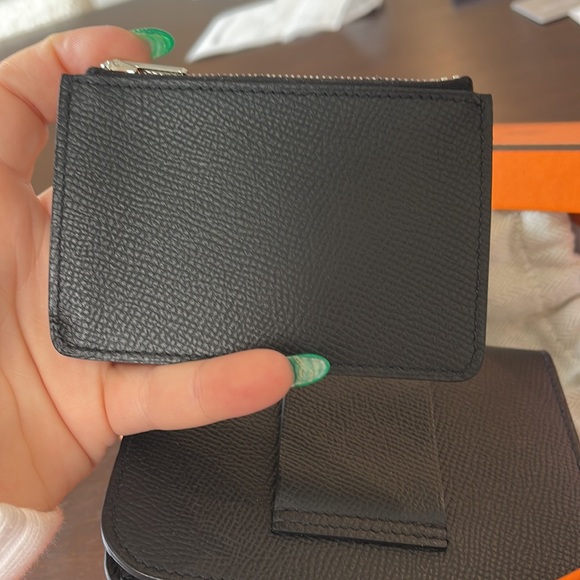 NEW BLACK AND SILVER HERMES CONSTANCE SLIM WALLET - Picture 8 of 12